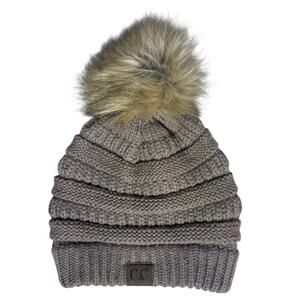 C.C. Exclusives Knit Outdoor Beanie Hat with Pom Pom One Size Tan / Light Brown